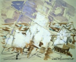 Rörelse i vitt, umbra och koboltgrönt Rörelse i vitt, umbra och koboltgrönt