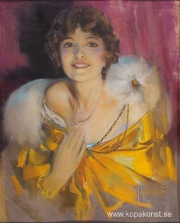 Kvinna som rör pärlor Kvinna som rör pärlor