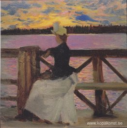Marie Gallén vid Kuhmoniemi-bron Marie Gallén vid Kuhmoniemi-bron