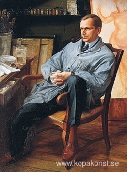 Porträtt av Vasily Shuhaev i hans studio Porträtt av Vasily Shuhaev i hans studio