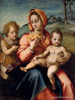 Madonna och barn med spädbarnet Saint John i ett landskap Madonna och barn med spädbarnet Saint John i ett landskap