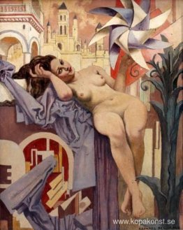 Nu assis au drapé et au moulin à vent Nu assis au drapé et au moulin à vent