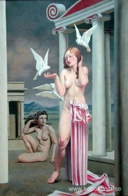 Deux filles avec des colombes Deux filles avec des colombes