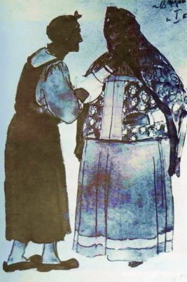 Skiss till Glinkas opera "Ivan Susanin". Gammal kvinna i huset S Skiss till Glinkas opera "Ivan Susanin". Gammal kvinna i huset S