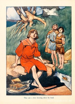 De såg en duva sväva ovanför hans huvud De såg en duva sväva ovanför hans huvud