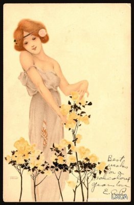 Flickor med blommor vid fötterna Flickor med blommor vid fötterna