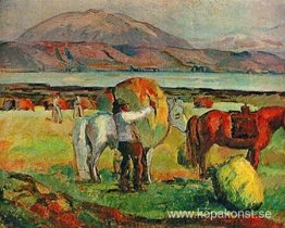Thjórsáfloden, Hekla i kvällssolen Thjórsáfloden, Hekla i kvällssolen