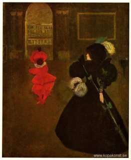 Maskerad kvinna med en vit mus Maskerad kvinna med en vit mus