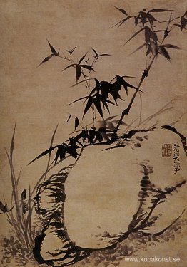 Orkidéer, bambu, sten Orkidéer, bambu, sten