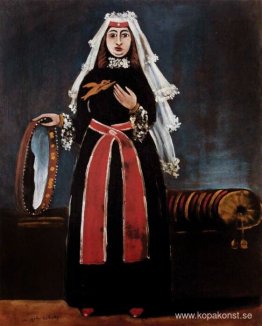 Georgisk kvinna med tamburin