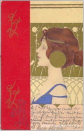 Flickansikten med röd kant