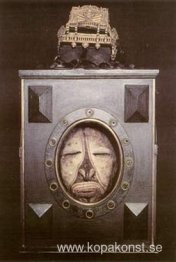 Relikvieskrin för en övermodellerad skalle från Middle Sepik, Ny