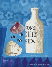 Stilleben med flaska och skal