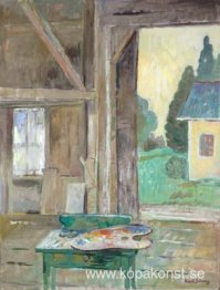 Utsikt från studion (grönt bord med palett)