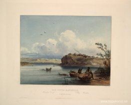 A Mandan village, skylt 16 från volym 1 av "Resor i det inre av