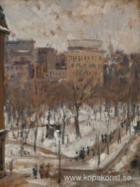 Square i Paris, snöigt väder