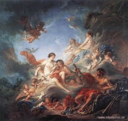 Vulcan presenterar vapen till Venus för Aeneas