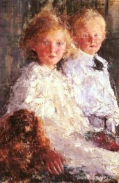 Porträtt av Elizabeth och Charles Williamson med sin hund