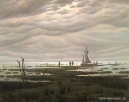 Platt landskaft vid Bay of Greifswald