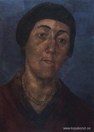 Porträtt av M.F. Petrova-Vodkina, konstnärens fru