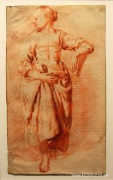 Studie av en kvinna i bondklänning