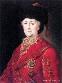Porträtt av kejsarinnan Catherine II med resande klänning