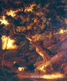 Landskap med kor och mänsklig figur