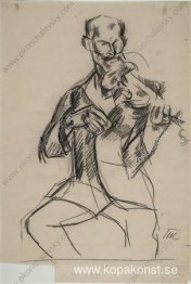 Porträtt av en violinist Grigory Fedorovich Romashkov