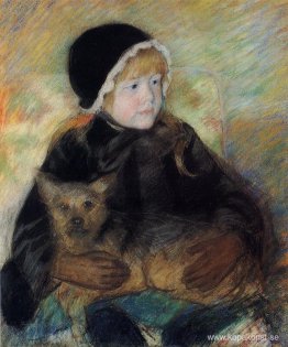 Elsie Cassatt håller en stor hund