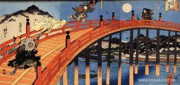 Månskenskampen mellan Yoshitsune och Benkei på Gojobashi