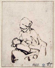 Kvinna som diar ett barn