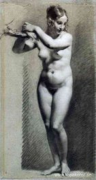 Teckning av kvinnlig naken med kol och krita