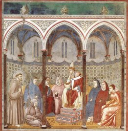 St Francis predikar för påven Honorius III