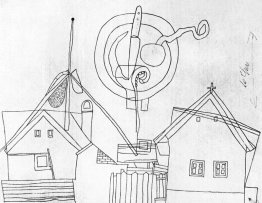 Platta Stilleben ovanför hus