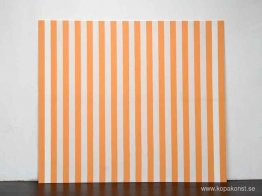 Peinture acrylique blanche sur tissu rayé blanc och orange