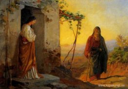 Maria, syster till Lasarus, möter Jesus som ska till deras hus