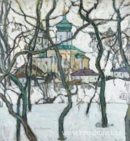 Vinterscen med kyrkan
