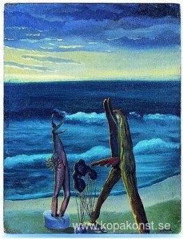 Surrealistiska personer vid havet