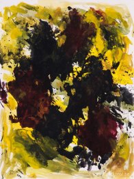 G-875 -abstrakt akvarellmålning på papper i gouacheteknik - abst