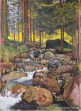 Skog med en fjällbäck