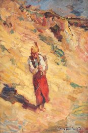 Tatarisk kvinna som kommer från brunnen