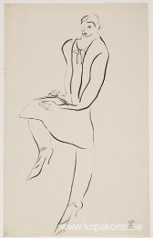 Kvinna som läser på höger knä