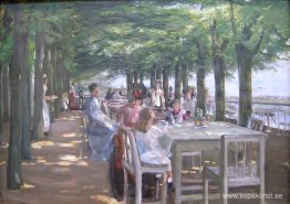 Terrassen på restaurang Jacob i Nienstedten på Elbe