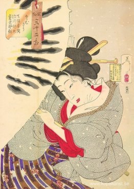 Ser kallt ut - Utseendet av en-Fukagawa-Nakamichi-Geisha-of-the-