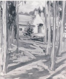 Rött takhus vid Mimizan