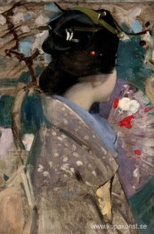 Japansk dam med en fläkt