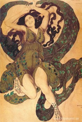 Nymfkostymdesign för balett i en akt Narcisse Diaghilev (underte