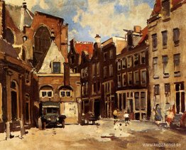 En stadsscen med lekande barn, Haarlem