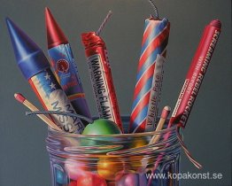 Fyrverkerier blommig med bomb och tändstickor
