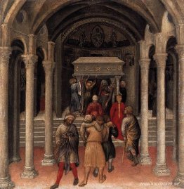 Quaratesi altartavla, pilgrimer vid graven av St.Nicholas av Bar